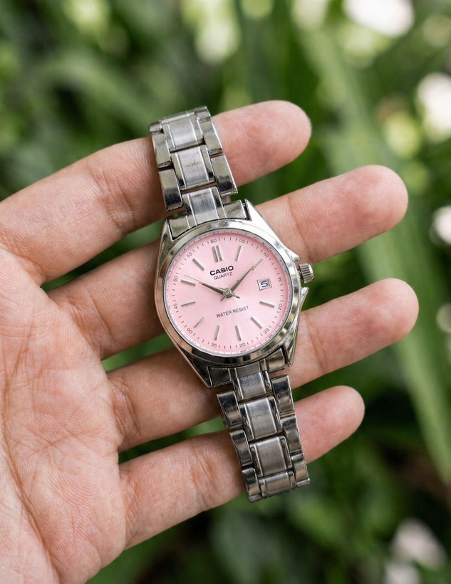 ساعت زنانه دخترانه کاسیو casio کلاسیک صفحه صورتی