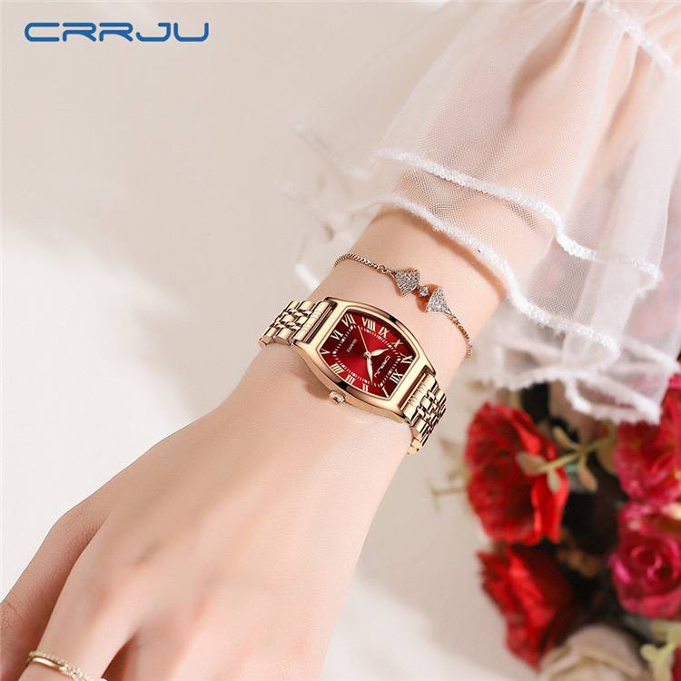 ساعت مچی زنانه سرجیو crrju اورجینال مدل ۵۰۱۳ موتور ژاپن بند رزگلد صفحه قرمز